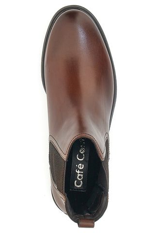Braune Beatles-Stiefeletten aus echtem Leder im Café kosten 468
