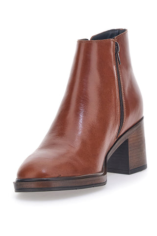 Cognacfarbene Echtleder-Stiefeletten im Pittarello-Look 2441769