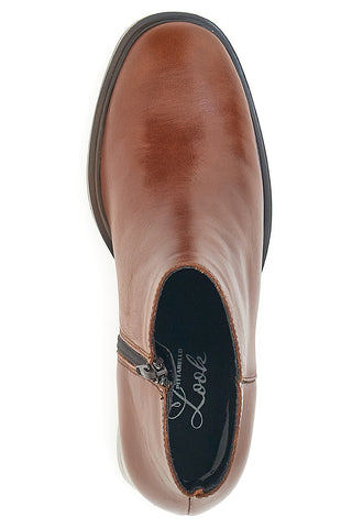 Cognacfarbene Echtleder-Stiefeletten im Pittarello-Look 2441769