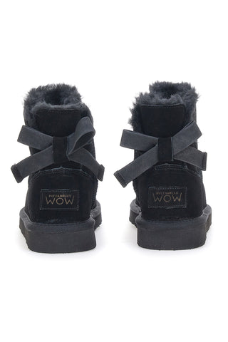 Pittarello Wow 3158 Schwarze Stiefeletten aus echtem Leder mit Schleife