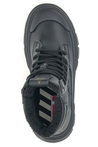 Schwarze Zilsen-Stiefel mit Baumwollgürtel