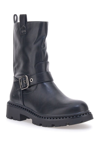 Schwarze First Lady Biker-Stiefeletten 372