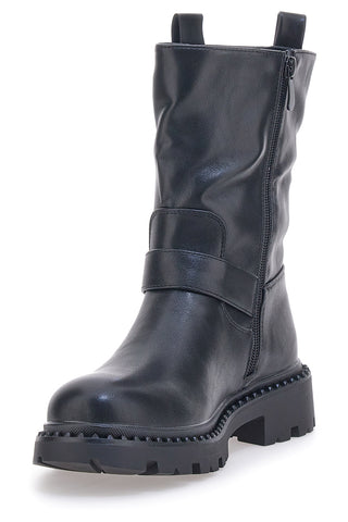 Schwarze First Lady Biker-Stiefeletten 372