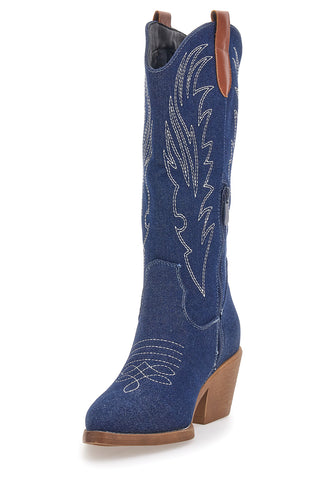 Texanische Stiefel im Denim-Cafè kosten 243