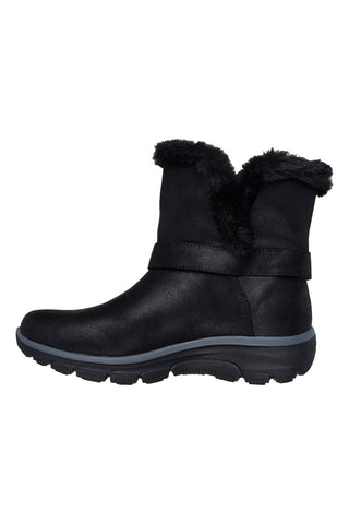 Schwarze Stiefeletten mit Innenfutter aus Fell SKECHERS EASY GOING COOL ZIP
