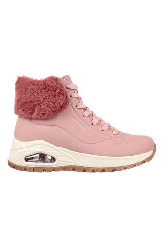 Scarponcino sportivo rosa con pelo sulla caviglia SKECHERS Uno Rugged - Fall Air
