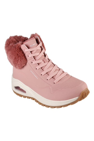 Scarponcino sportivo rosa con pelo sulla caviglia SKECHERS Uno Rugged - Fall Air