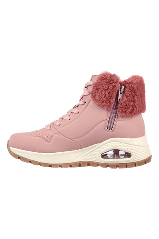Scarponcino sportivo rosa con pelo sulla caviglia SKECHERS Uno Rugged - Fall Air