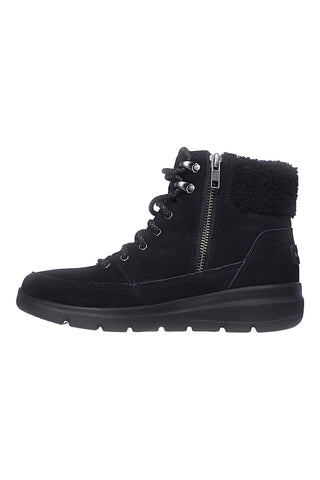 SKECHERS GLACIAL ULTRA WOODLANDS gepolsterte schwarze Stiefeletten