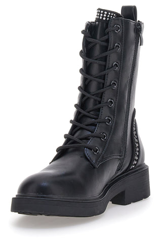 Schwarze Amphibien mit Nieten und seitlichem Reißverschluss Gian Marco Venturi TR0317