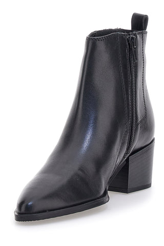 Schwarze Stiefeletten aus echtem Leder mit Blockabsatz Pittarello Glam 54240