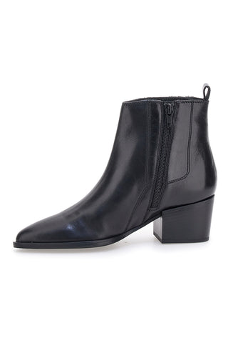 Schwarze Stiefeletten aus echtem Leder mit Blockabsatz Pittarello Glam 54240