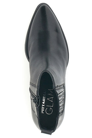 Schwarze Stiefeletten aus echtem Leder mit Blockabsatz Pittarello Glam 54240