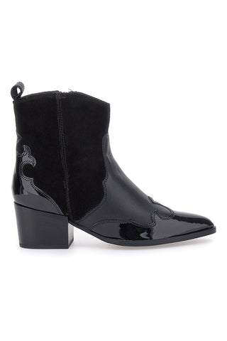 Schwarze texanische Stiefeletten aus echtem Leder PITTARELLO GLAM 54265