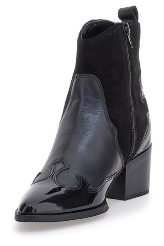 Schwarze texanische Stiefeletten aus echtem Leder PITTARELLO GLAM 54265