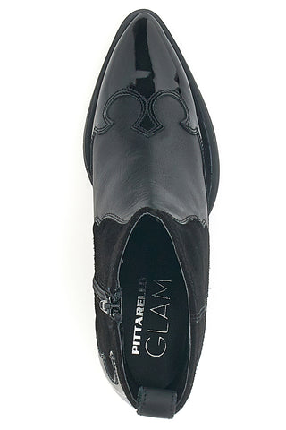 Schwarze texanische Stiefeletten aus echtem Leder PITTARELLO GLAM 54265
