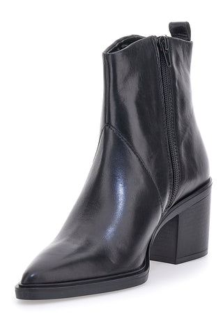 Schwarze Stiefeletten mit Absatz aus echtem Leder Pittarello Glam 54054