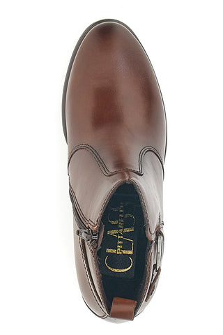 Stivaletti marroni con tomaia liscia e tacco a blocco PITTARELLO CLASS 1977