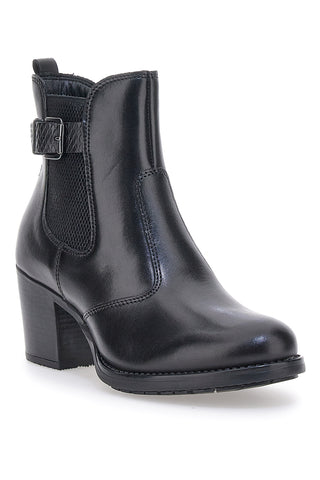 PITTARELLO CLASS 3047 schwarze Echtleder-Stiefeletten mit Blockabsatz
