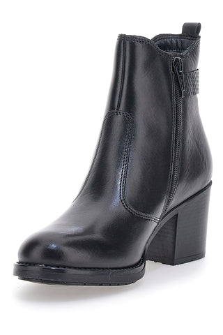 PITTARELLO CLASS 3047 schwarze Echtleder-Stiefeletten mit Blockabsatz