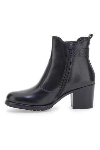 PITTARELLO CLASS 3047 schwarze Echtleder-Stiefeletten mit Blockabsatz