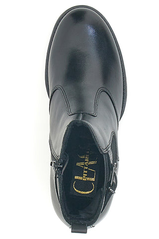 PITTARELLO CLASS 3047 schwarze Echtleder-Stiefeletten mit Blockabsatz