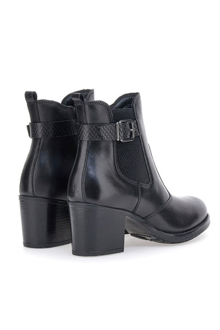 PITTARELLO CLASS 3047 schwarze Echtleder-Stiefeletten mit Blockabsatz