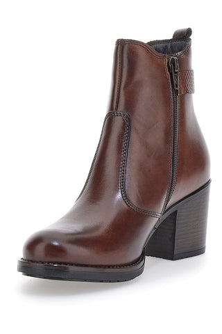 PITTARELLO CLASS 3047 braune Echtleder-Stiefeletten mit Blockabsatz