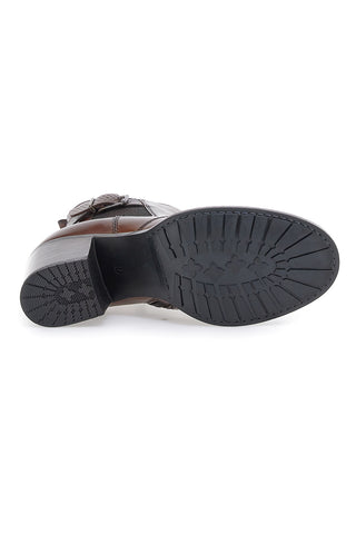 PITTARELLO CLASS 3047 braune Echtleder-Stiefeletten mit Blockabsatz