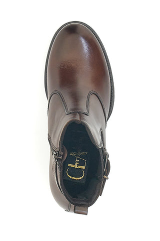 PITTARELLO CLASS 3047 braune Echtleder-Stiefeletten mit Blockabsatz