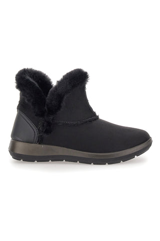 Schwarze Stiefeletten mit blauem Fell WG022214