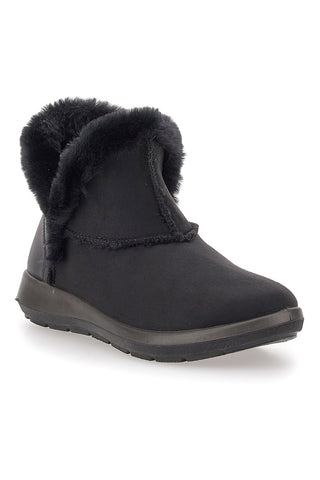 Schwarze Stiefeletten mit blauem Fell WG022214