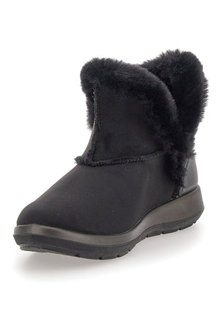 Schwarze Stiefeletten mit blauem Fell WG022214
