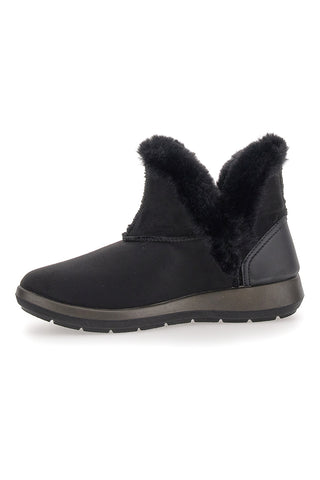Schwarze Stiefeletten mit blauem Fell WG022214