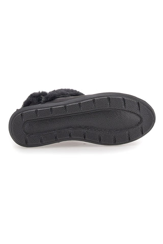 Schwarze Stiefeletten mit blauem Fell WG022214