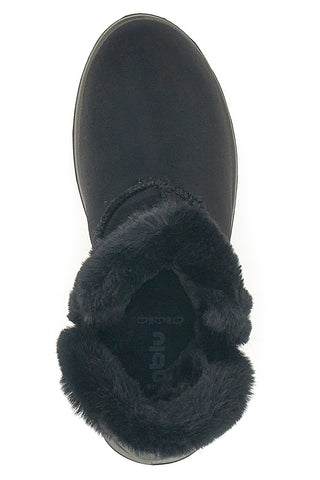 Schwarze Stiefeletten mit blauem Fell WG022214