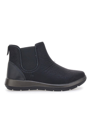 Schwarze Stiefeletten mit Hammerschlageffekt INBLU WG059014