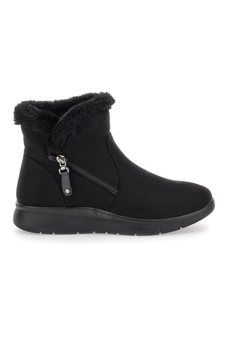 Schwarze Stiefeletten mit schwarzem Fell und Reißverschluss CAFE' COST 41950