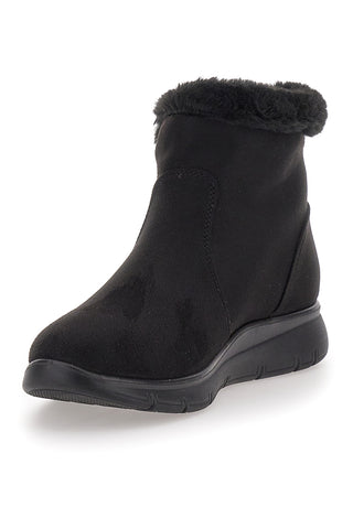 Schwarze Stiefeletten mit schwarzem Fell und Reißverschluss CAFE' COST 41950