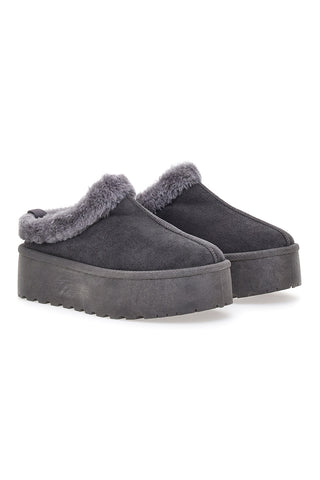 Pantofole Stivaletti con Pelo Grigie Con Platform Pittarello Love 1913
