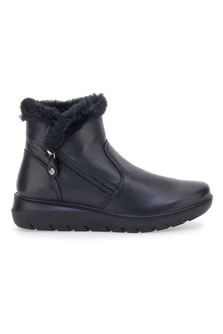 Schwarze Stiefeletten mit Fell aus echtem Leder Imac 656030