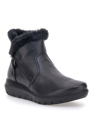 Schwarze Stiefeletten mit Fell aus echtem Leder Imac 656030