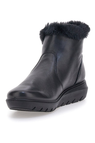 Schwarze Stiefeletten mit Fell aus echtem Leder Imac 656030