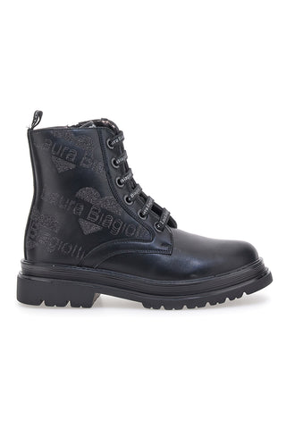 Schwarze Kampfstiefel mit schwarzem Glitzer Laura Biagiotti 92589391