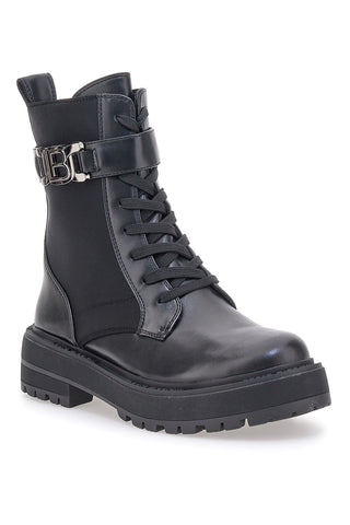 Schwarze Amphibien mit metallischem Aufnäher LAURA BIAGIOTTI 8801