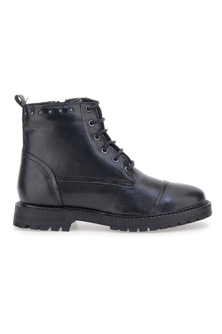 Schwarze Stiefeletten aus echtem Leder mit Nieten Prima Riga 503