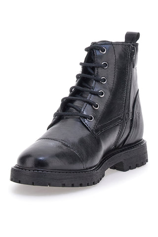 Schwarze Stiefeletten aus echtem Leder mit Nieten Prima Riga 503