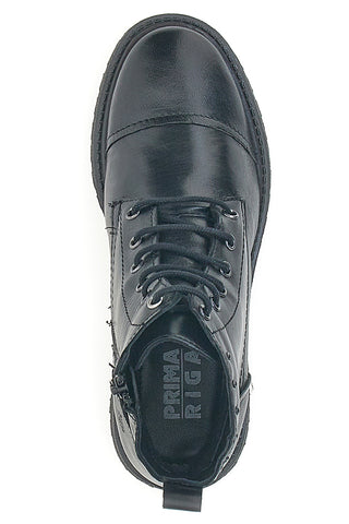 Schwarze Stiefeletten aus echtem Leder mit Nieten Prima Riga 503
