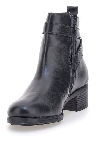 Stivaletti Neri con Tomaia in Pelle e Tacco a Blocco PRIMA RIFA SF1302