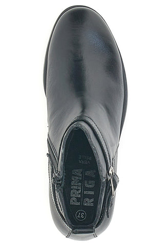 Stivaletti Neri con Tomaia in Pelle e Tacco a Blocco PRIMA RIFA SF1302